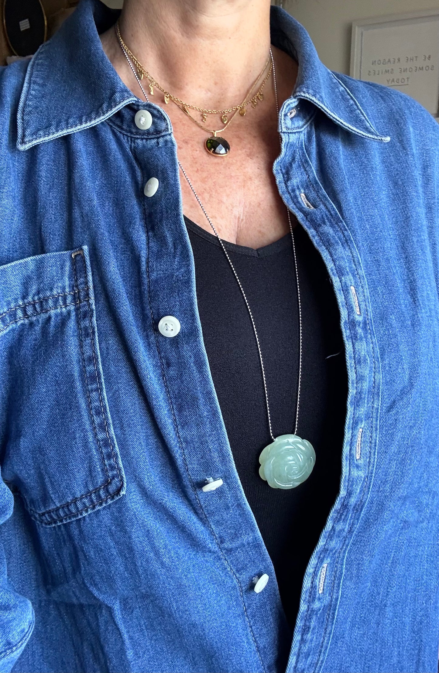 Cadenas largas de 32” en acero inoxidable 304 con colgantes de piedras naturales