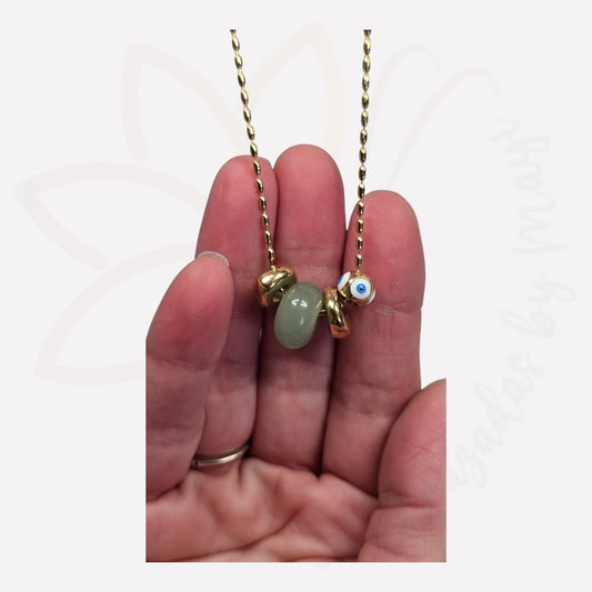 Gold-plated stainless steel chain and natural Gemstone rondelles