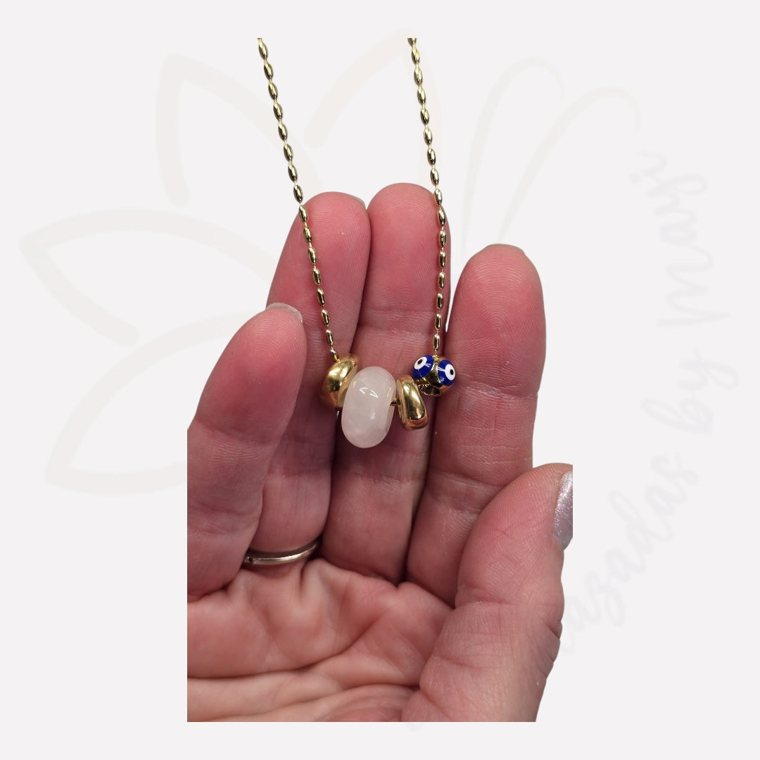 Gold-plated stainless steel chain and natural Gemstone rondelles