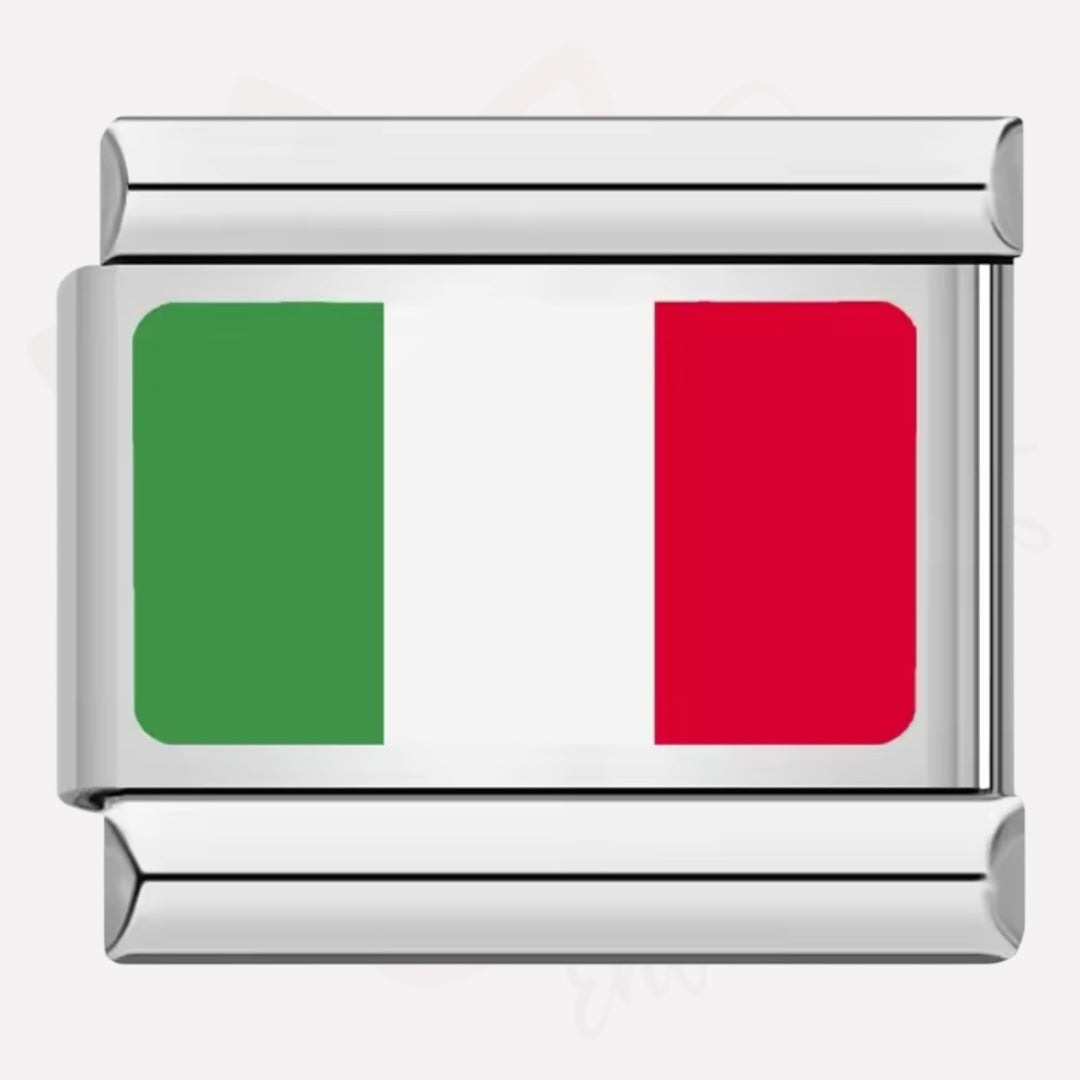 Link Italian Bracelets Charms Flags -Silver Color-