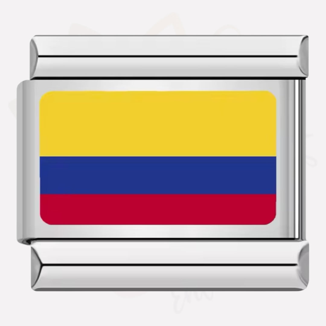 Link Italian Bracelets Charms Flags -Silver Color-