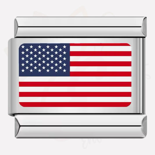 Link Italian Bracelets Charms Flags -Silver Color-