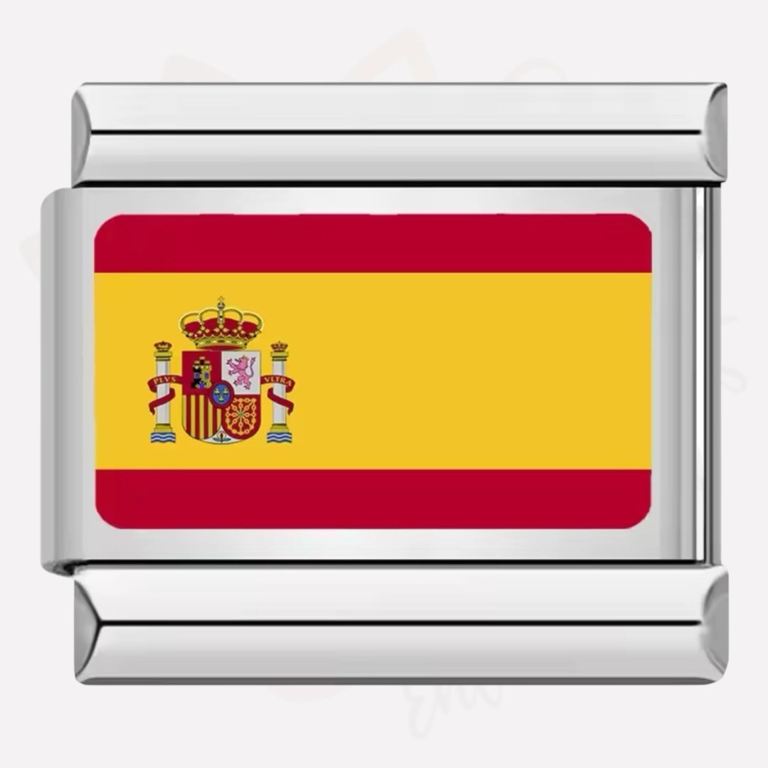 Link Italian Bracelets Charms Flags -Silver Color-