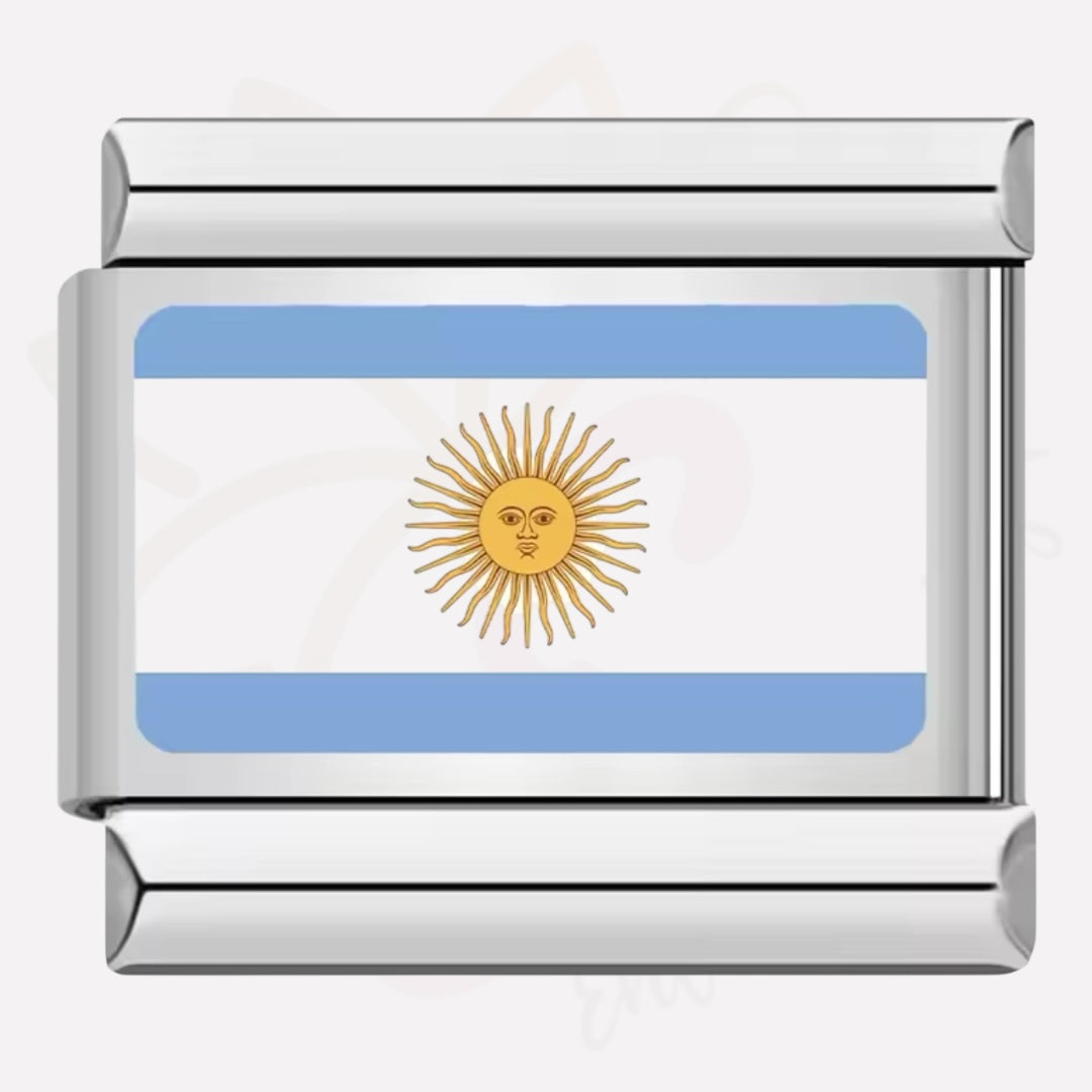 Link Italian Bracelets Charms Flags -Silver Color-