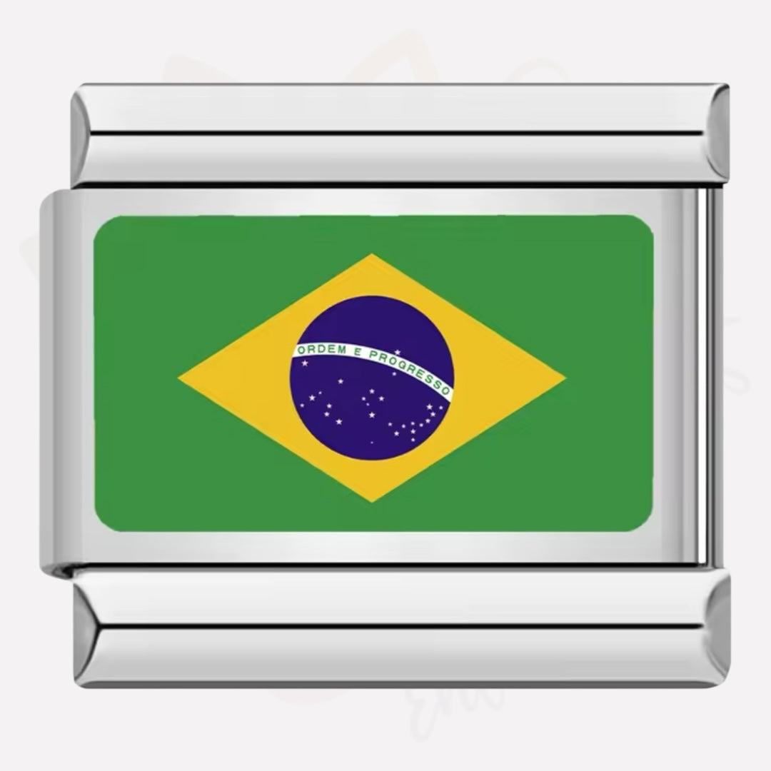 Link Italian Bracelets Charms Flags -Silver Color-