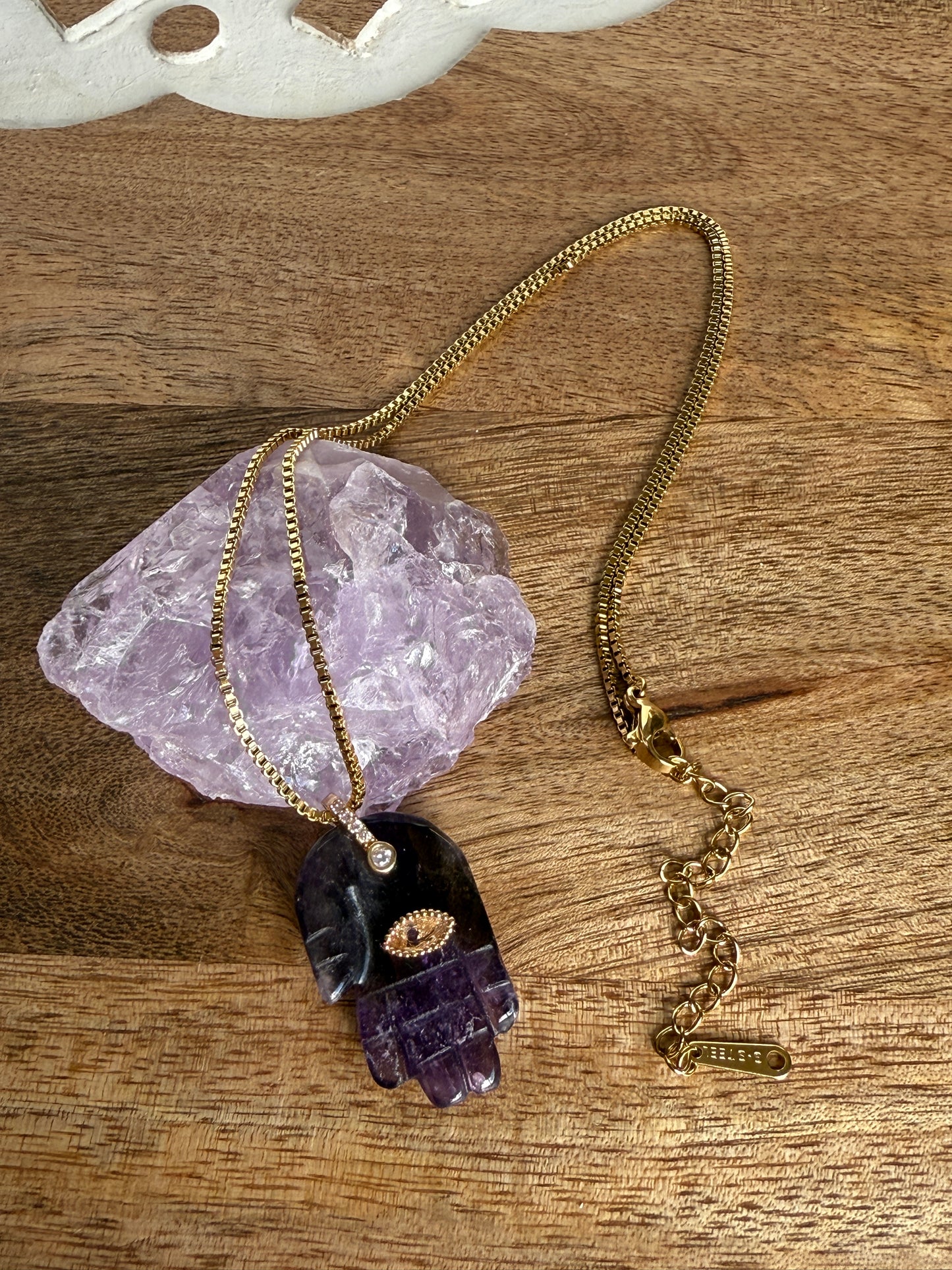 Amethyst Hamsa Hand Necklace