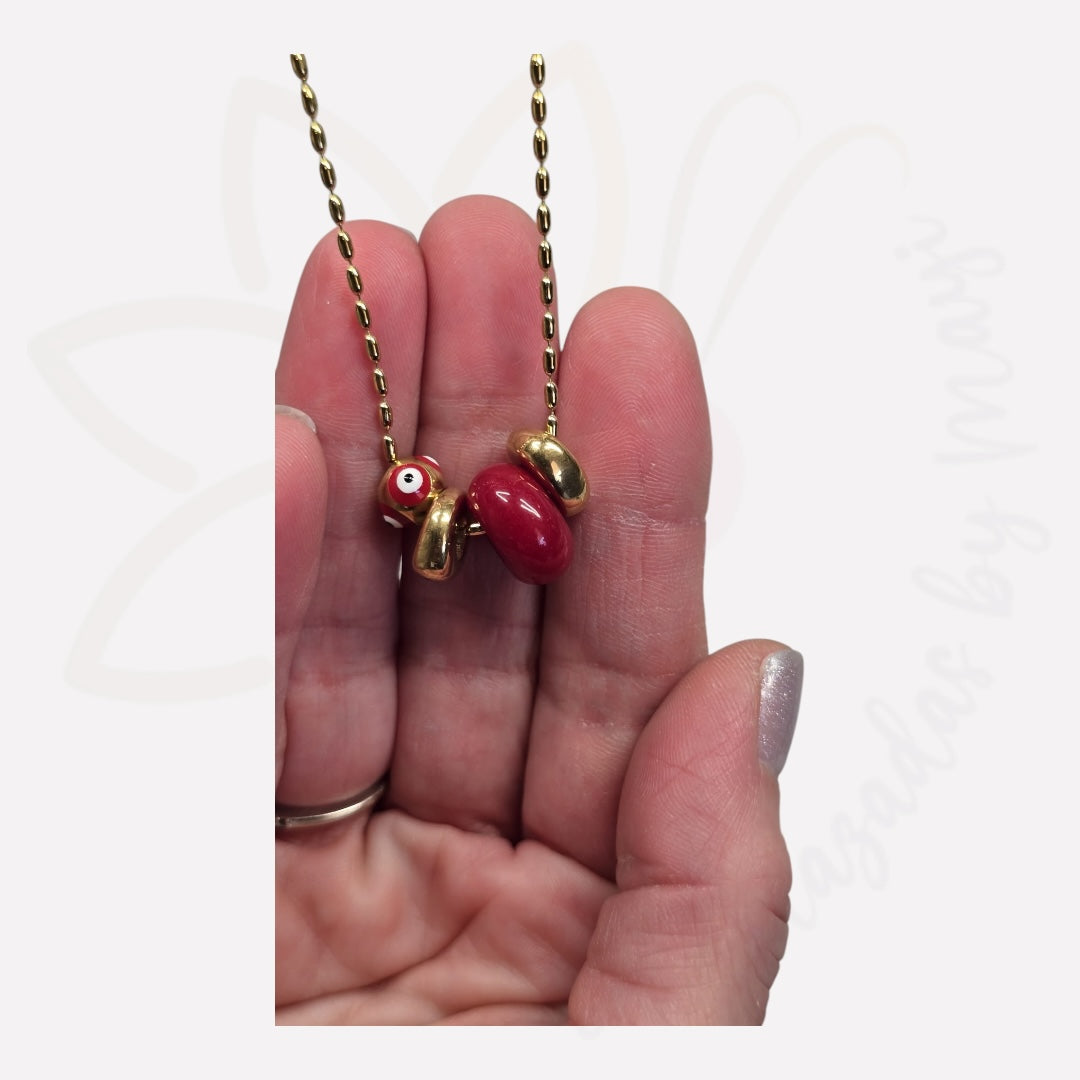 Gold-plated stainless steel chain and natural Gemstone rondelles